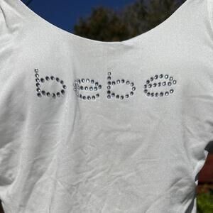 bebe 1PC Plunging Swimsuit Open Back White Size S